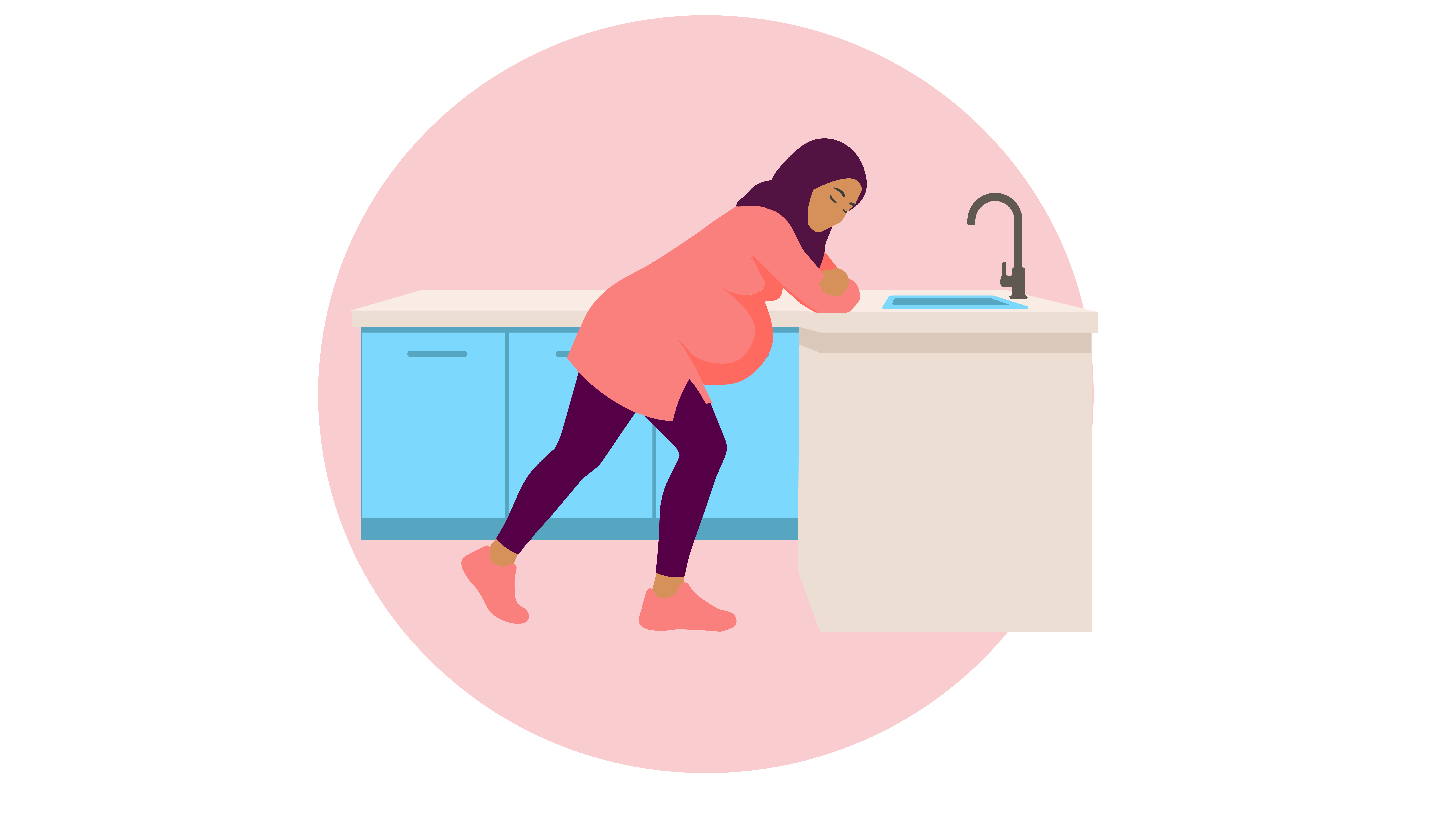 Leaning in kitchen