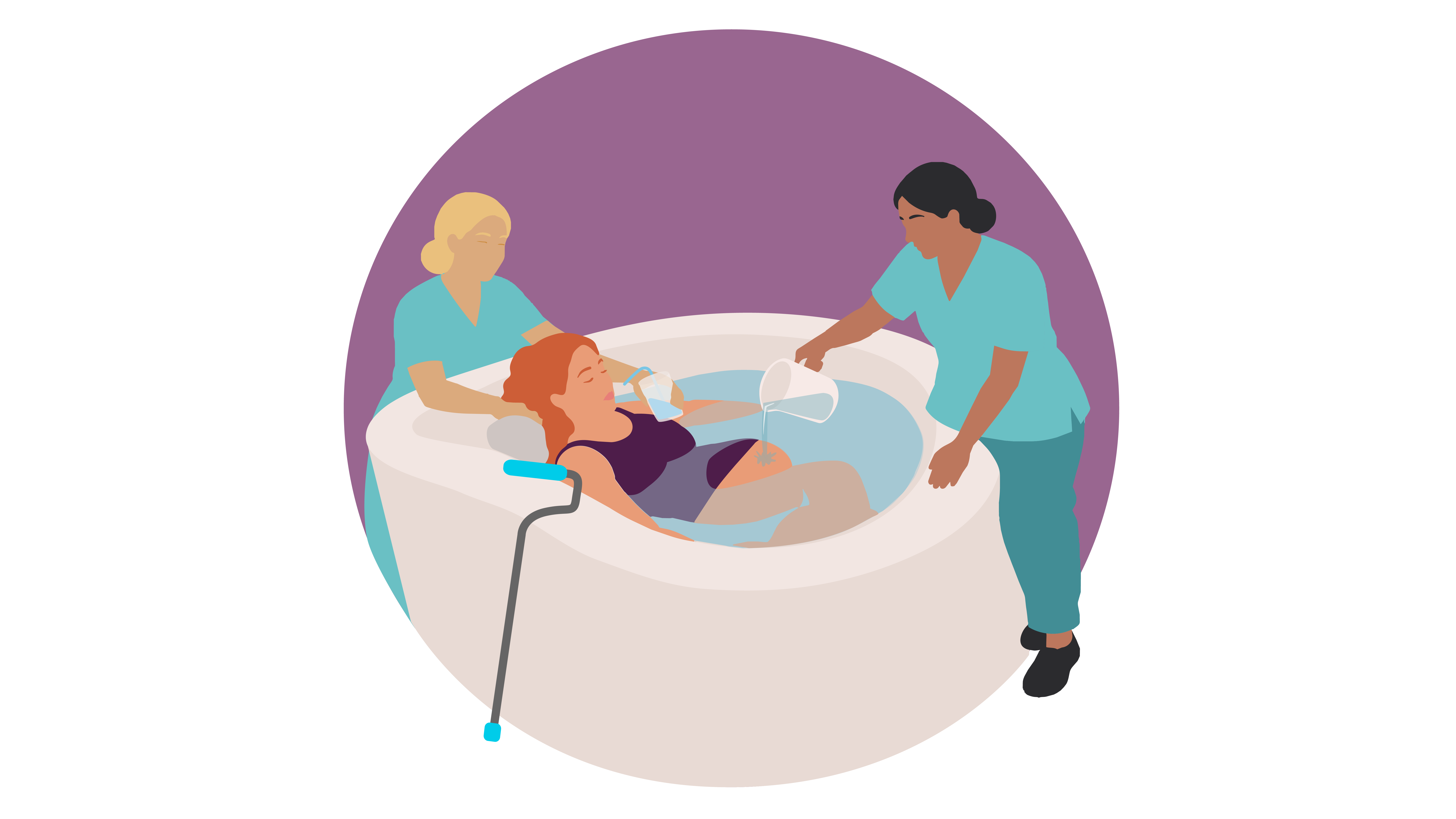 Woman or birthing person in birth pool