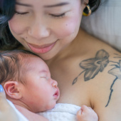 Mother and baby at home birth