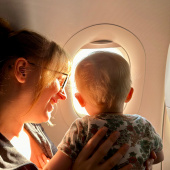 Parent and baby on a plane