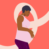 Illustration of a pregnant woman holding her belly