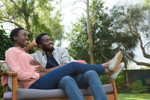 pregnant couple thinking