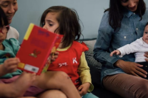 Mums reading to their children