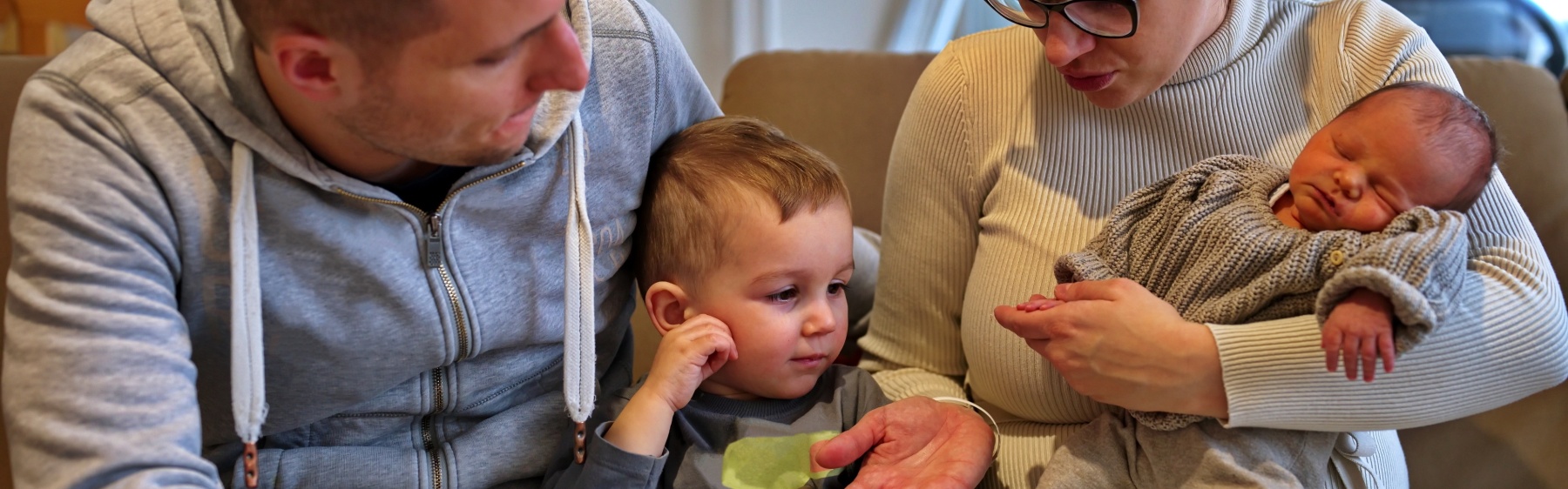Family with new baby