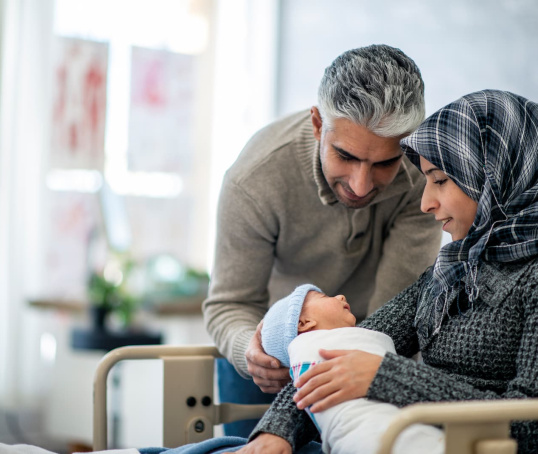Parents with newborn baby