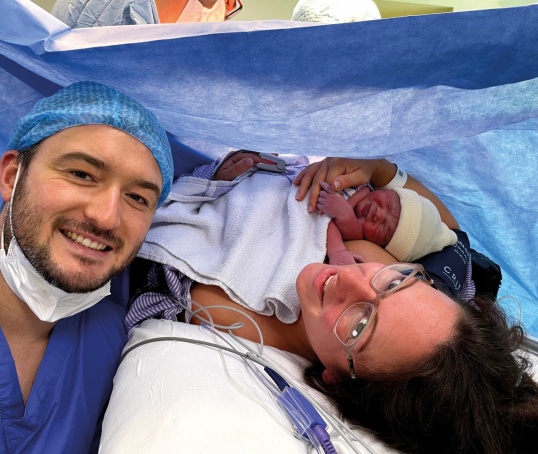 Parents in hospital with newborn baby