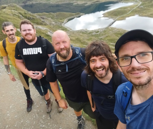 Group of dads on a hike