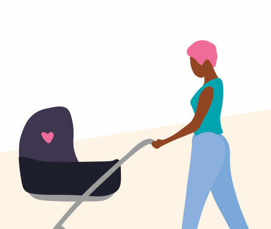 Illustration of a person pushing a pram