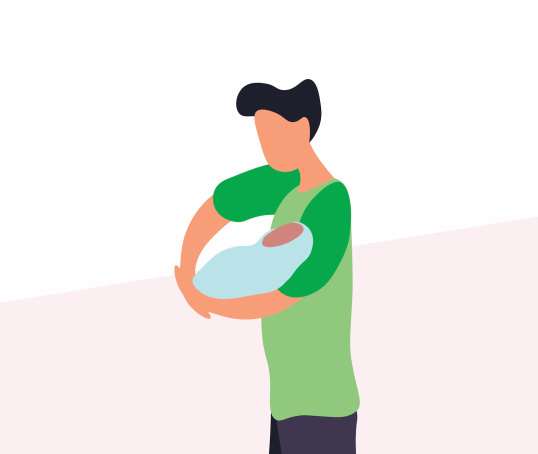 Illustration of person holding a baby