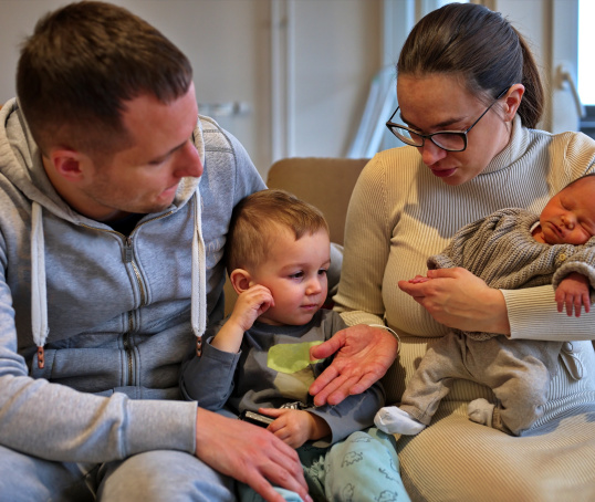 Family with new baby