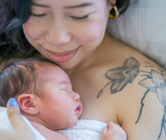 Parent and baby at a home birth