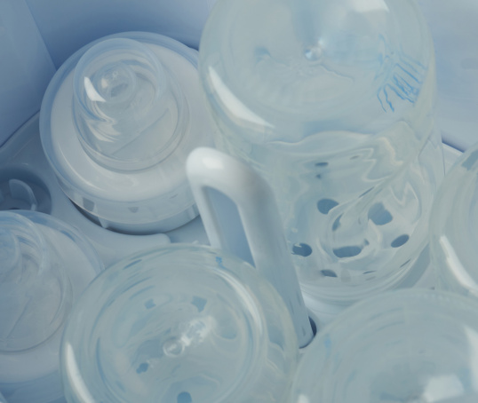 Bottles in steriliser