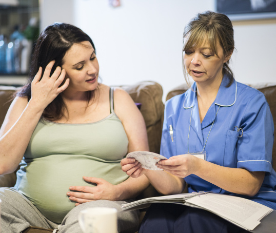 Midwife and pregnant woman or person