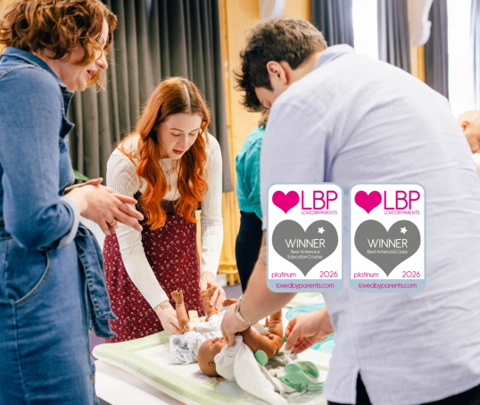  Antenatal class learning to change a nappy