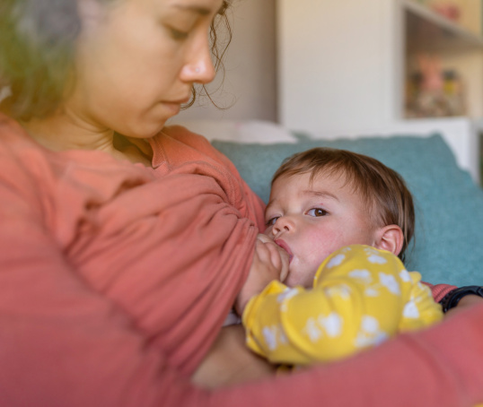 Breastfeeding on the sofa