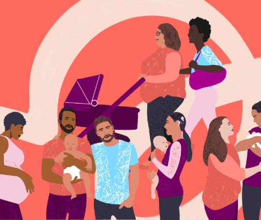 Illustration of parents and babies