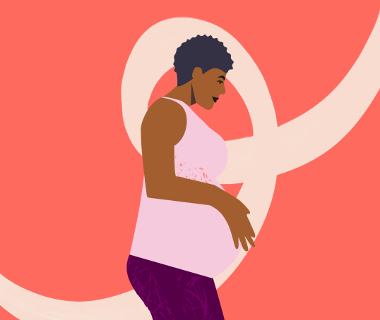 Illustration of a pregnant woman holding her belly