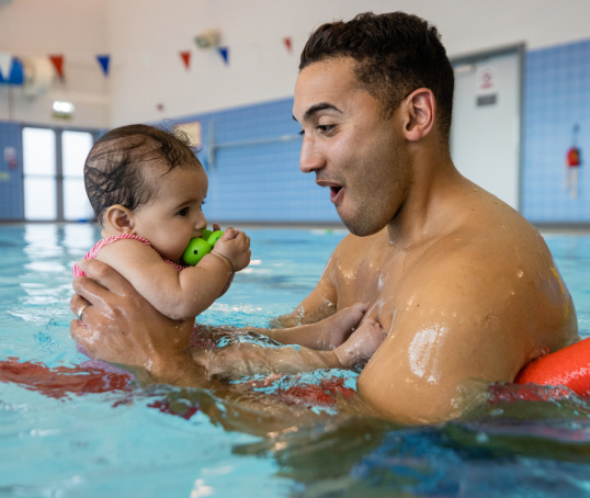 Taking a baby swimming