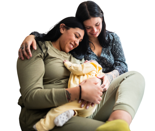 Two parents with baby