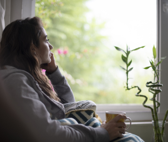 Looking out of window
