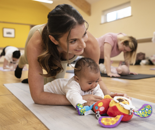 Mother and baby yoga