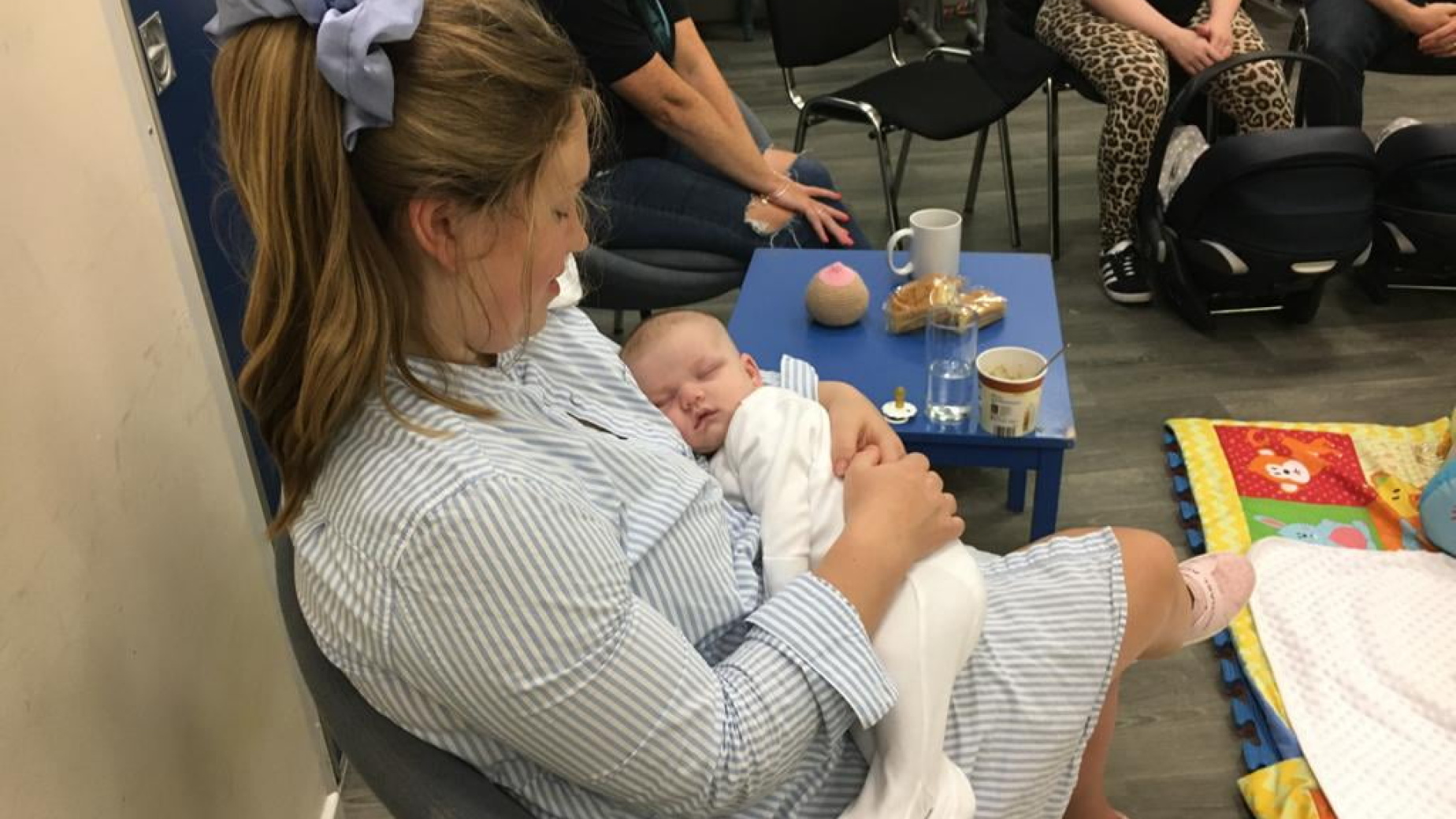 Baby asleep at support group