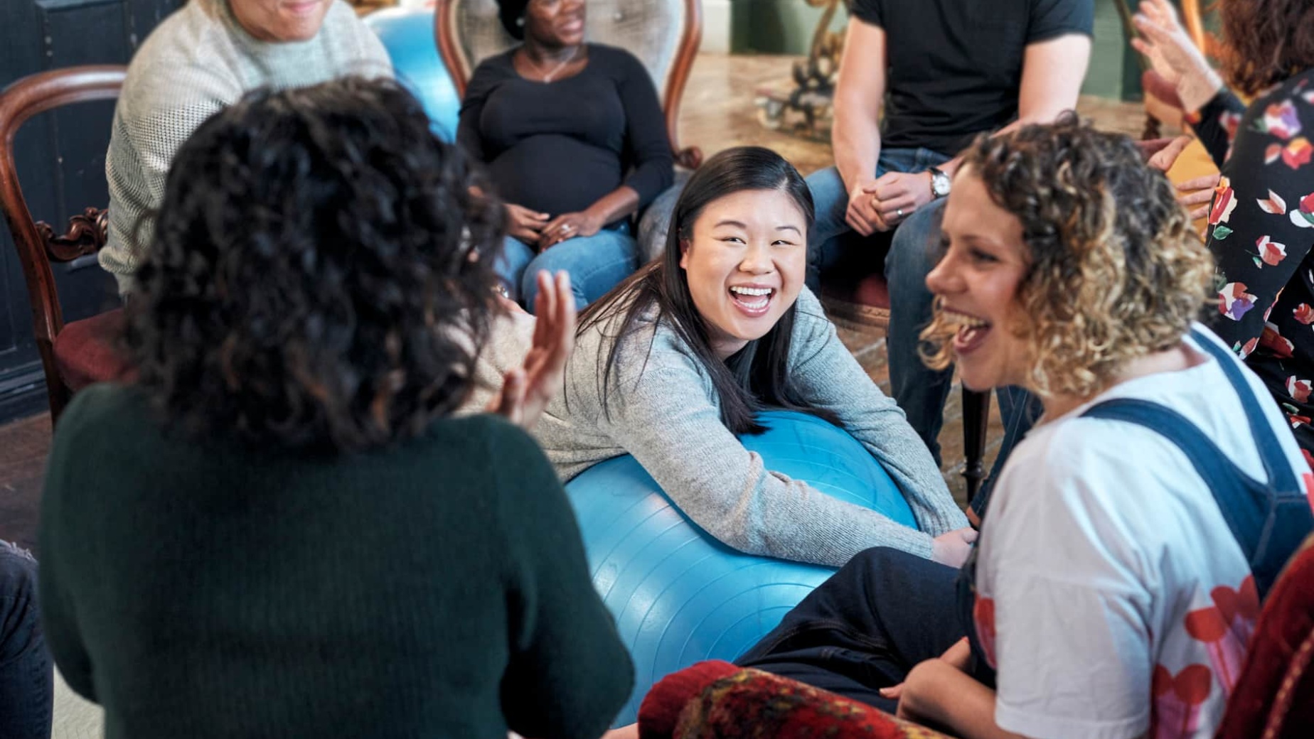 Three women at an antenatal class