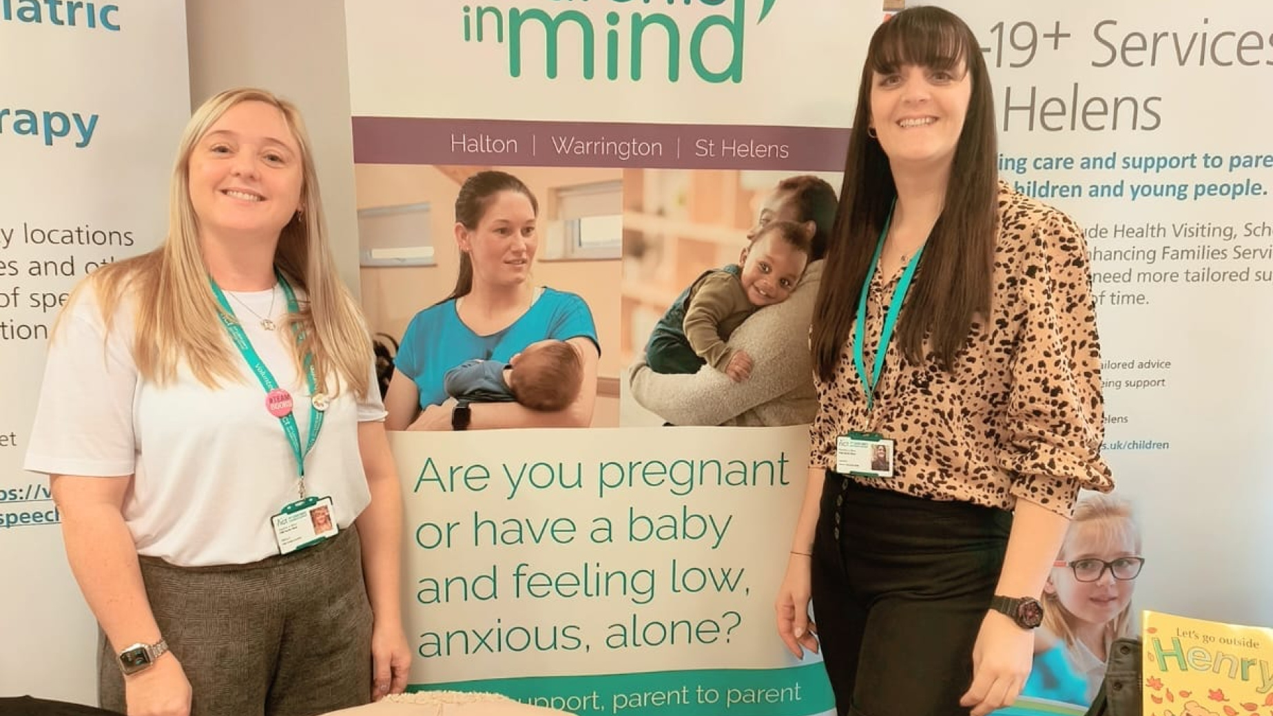 Volunteers at a NCT Parents in Mind promotional stand