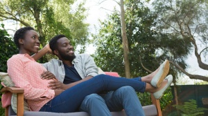 pregnant couple thinking