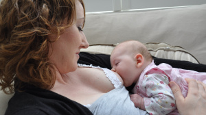 Mum breastfeeding her baby.
