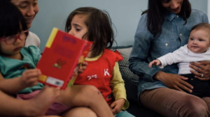 Mums reading to their children