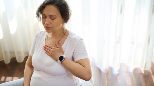 Pregnant woman on birthing ball