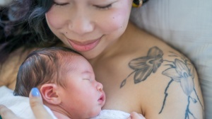 Mother and baby at home birth