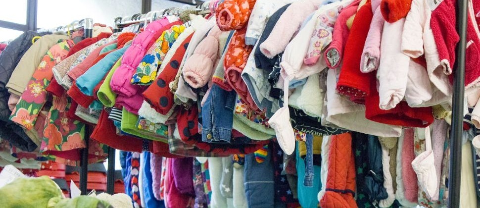 Children's clothing on rails