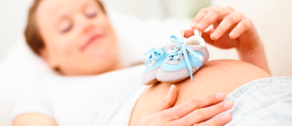 Pregnant mum with booties