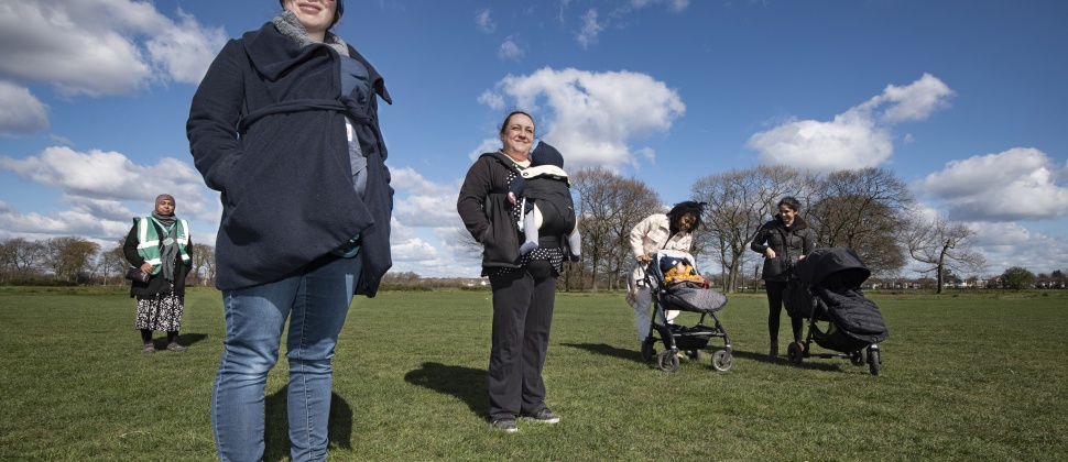 NCT volunteers and parents at a walk & talk event