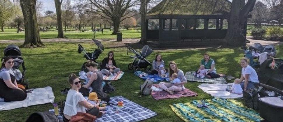 NCT volunteers and parents at an outside meet up event