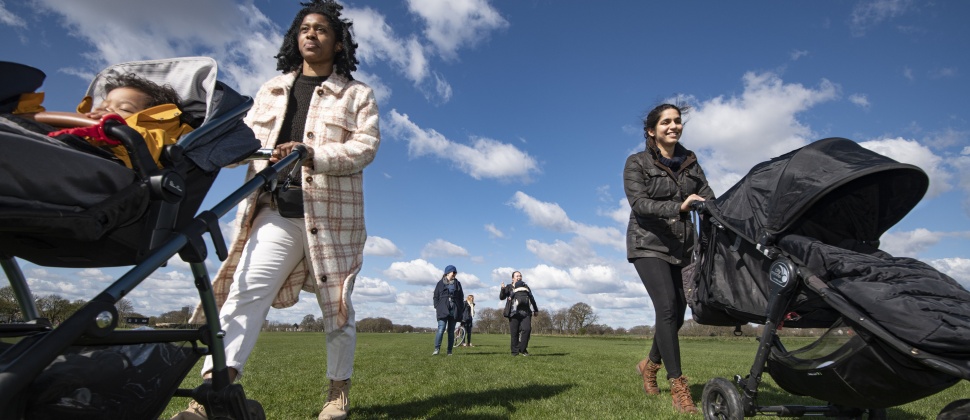Parents outside enjoying the sunshine 