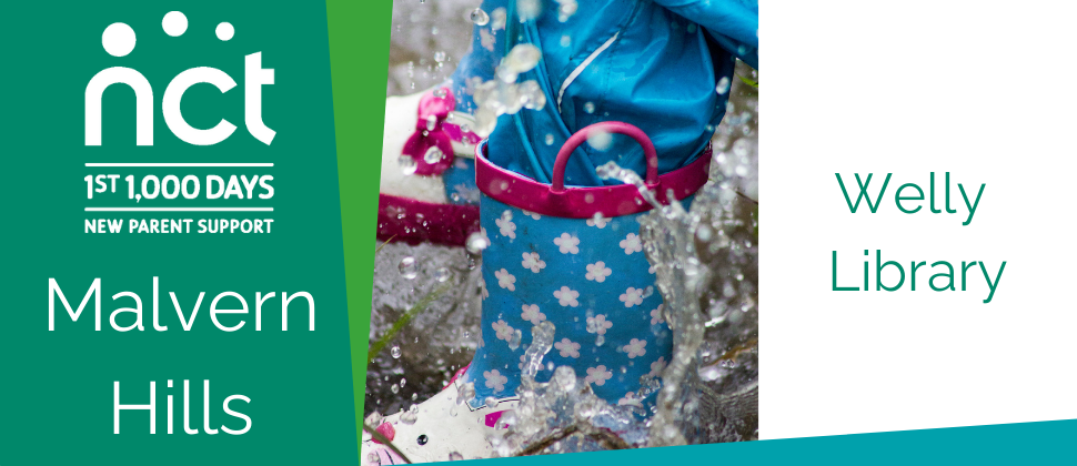 Welly Library. Wellies splashing in a puddle. 